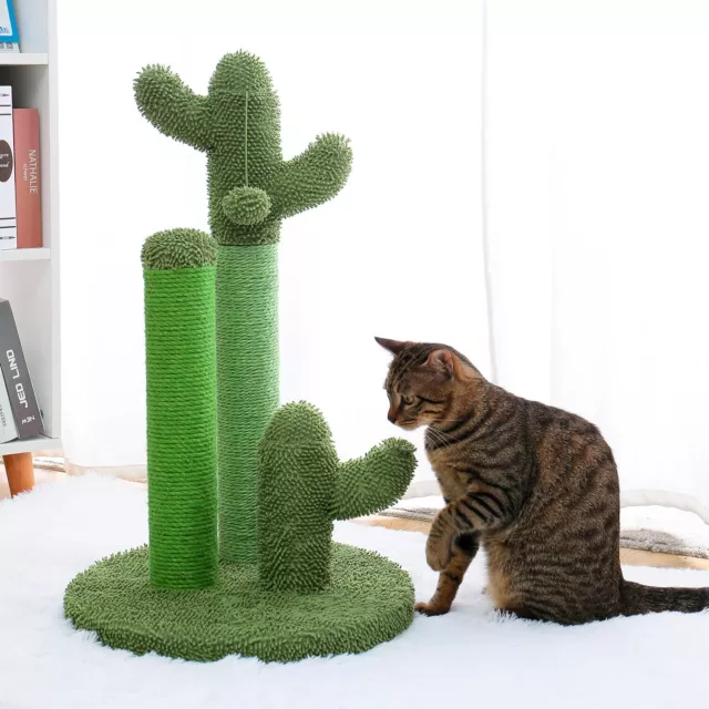 Cat Tree Cactus Scratching Post Tower Climbing Pole Activity Center Play Kitten