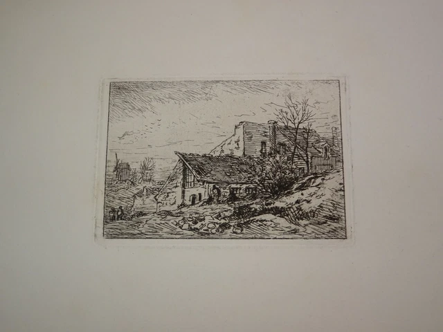 Charles Emile JACQUE 1813-1894 EAU FORTE ORIGINALE PAYSAGE BARBIZON REALISME p