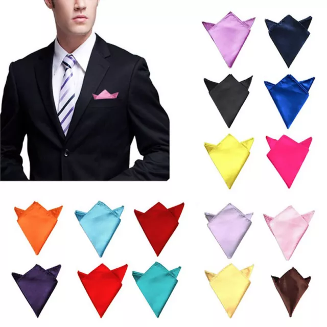 Men's Satin Silk Pocket Square Hankerchief Wedding Party Formal Suit Decor UK