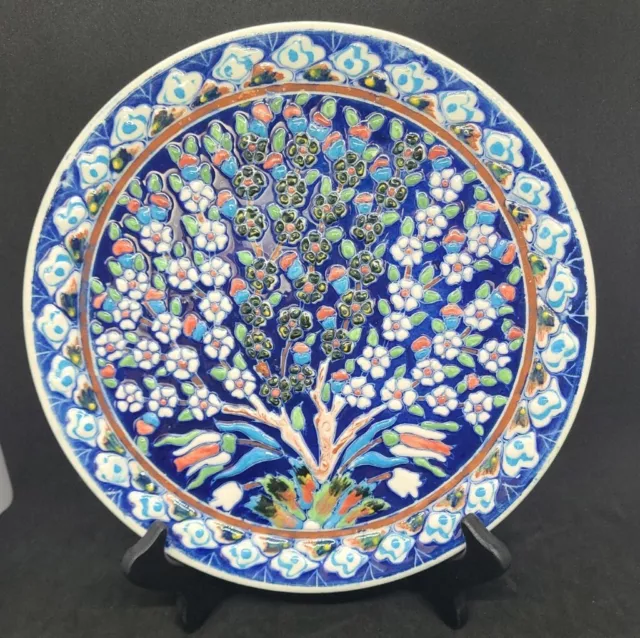 Vintage Hand Made Turkish Kutahya 10” Plate Art Pottery Signed