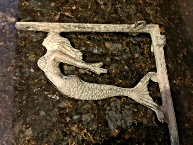 Turquoise Mermaid ONE Cast Iron Wall Shelf Bracket  Nautical Beach House Decor