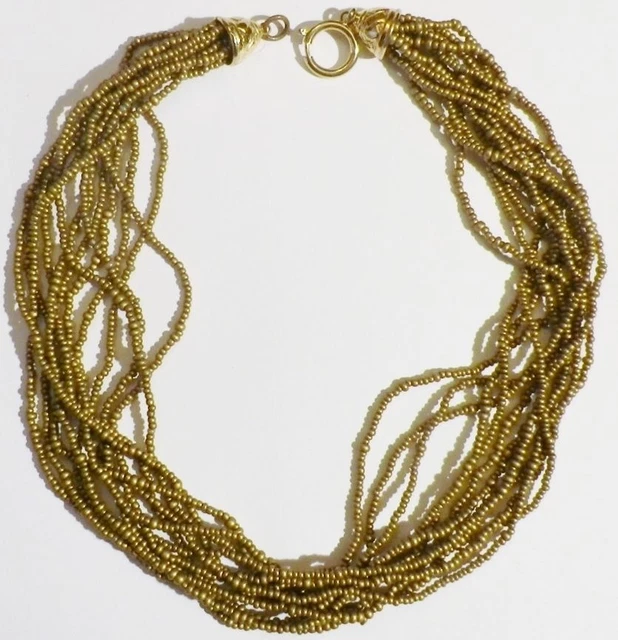 Collier Fantaisie Vintage - Grappe De Perles Noires Et Dorées - Années 70 - OCCASION