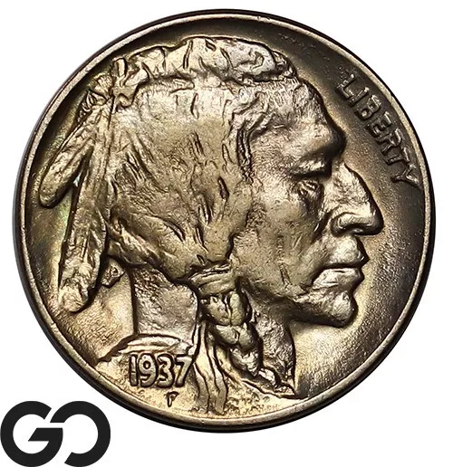 1937-D Buffalo Nickel, 3-Legged, Though This Nice, Choice AU++ Key Date ERROR