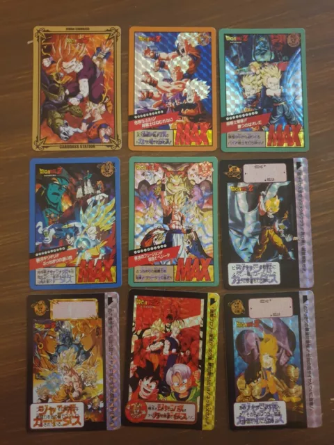Lot de 9 cartes dragon ball Z dbz Prism Power Level Super Battle spécial cards