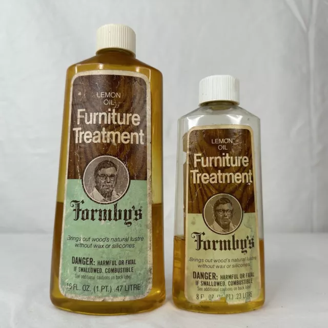 2 X Formby Lemon Oil Furniture Treatment 16 oz & 8 Oz Partials Vtg Discontinued