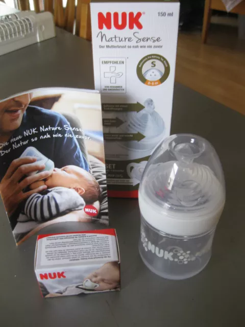 NUK Nature Sense Babyflasche 150 ml mit Trinksauger u. NUK Schnuller Genius