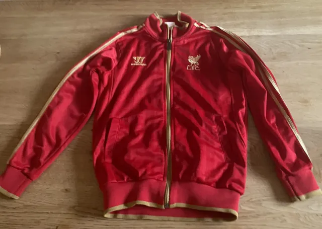 Liverpool FC Warrior tracksuit /training Jacket Size L 12-14 Kids Ted Gold VGC
