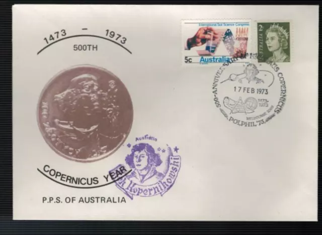 1973 500th Ann Of Nicolaus Copernicus Pictorial   PPS of Australia  5c & 2c QEII