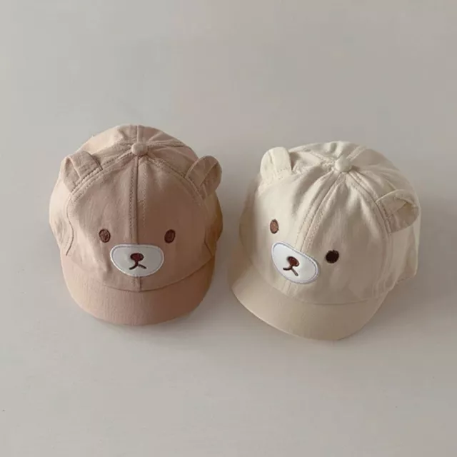 Cartoon Bear Baby Hat Adjustable Short Brimmed Cap Sun Hat  Toddler Girls Boys