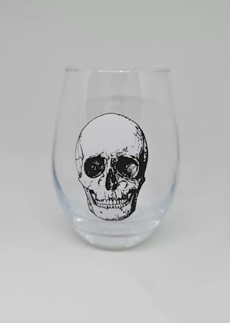 Celebrate Glass 15oz Skull Stemless Tumbler Wine Glass Halloween Day Of The Dead