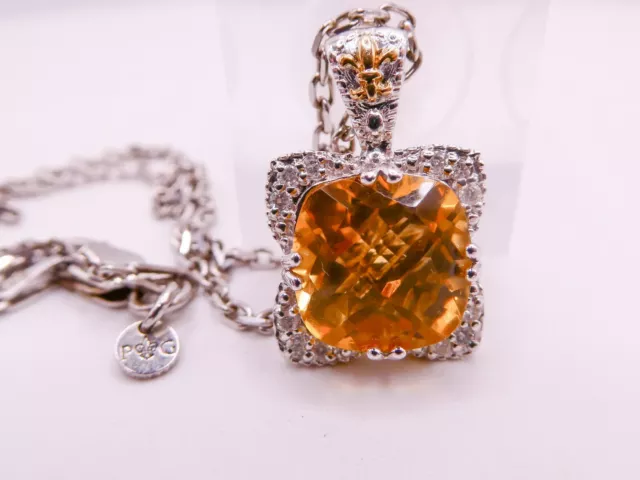 Philip Gavriel 18K Gold And Sterling Silver Citrine Diamond Necklace Pendant