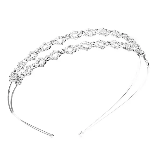 Bridal Double Headband with Prismatic Decoration - Silver