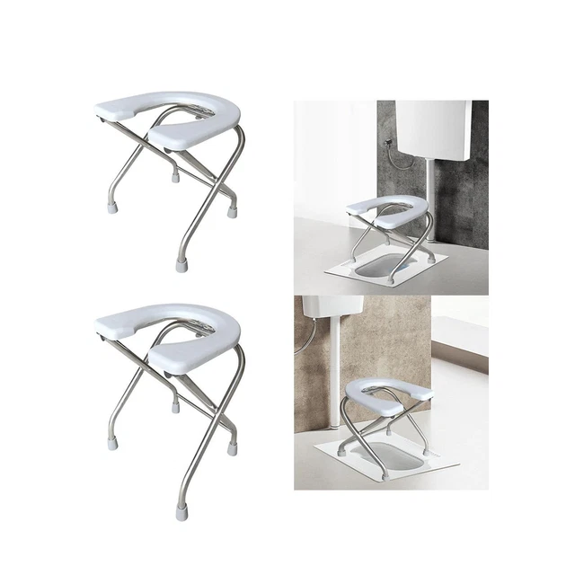 thumbnail image 2 of Foldable Squat Toilet Seat For Elderly - Height 30cm, Stainless Steel, Portable Bathroom Aid 2 of 14