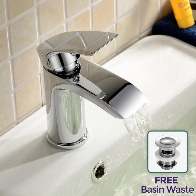 Waage Wasserfall Wasserhahn Becken Mono Mixer Chrom Modernes Design + Becken Abfall