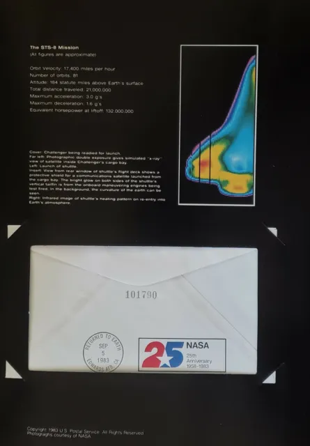 1983 Nasa 25Th Anniversary Challenger Space Shuttle Mail Ogp S/N 101790 Sts-8 Nr 4