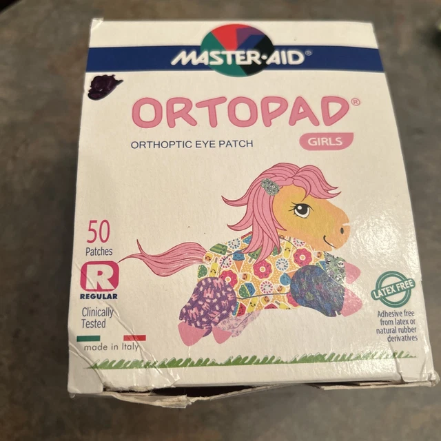 Parche para ojos ortopédico para niñas ORTOPAD talla mediana caja de 50 incompleto. Solo 48
