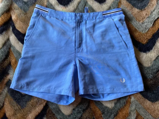 Fred Perry Swim Shorts Pale Blue Mens Size M.