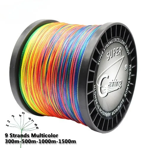 Braided Fishing Line 9 Strands PE Multicolor Fishing Lines Braid Strong Strength