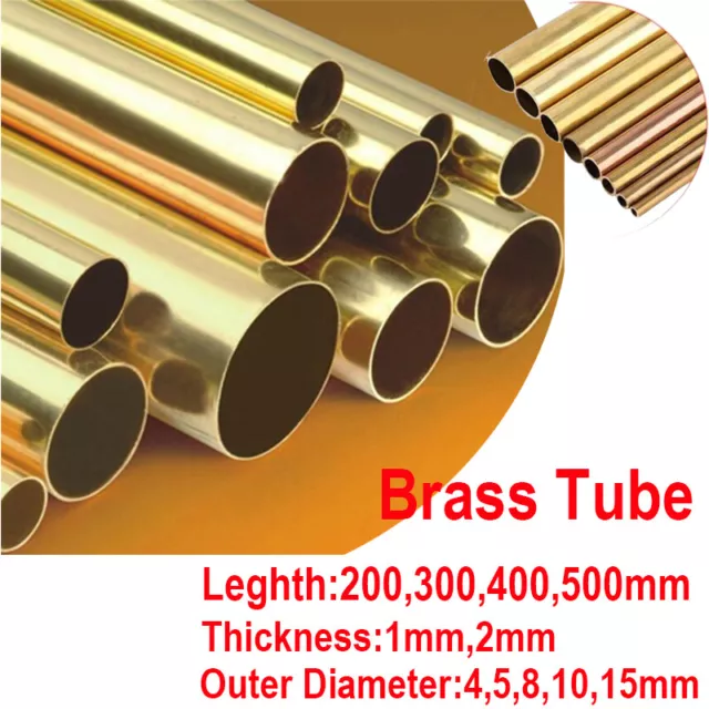 200/300/400/500mm Length 4/5/8/10/15mm OD 1 2mm Wall Brass Round Tube Pipe Rod