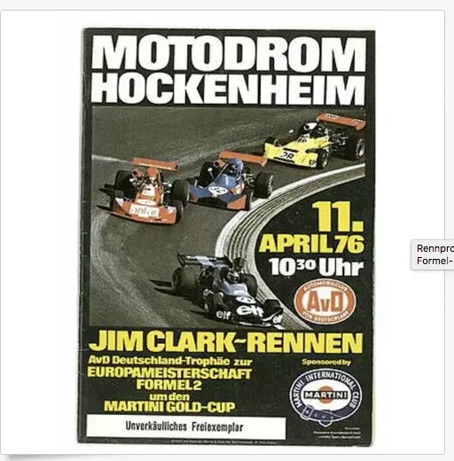 Rennprogramm JIM-CLARK-Rennen Formel 2 1976 Hockenheim