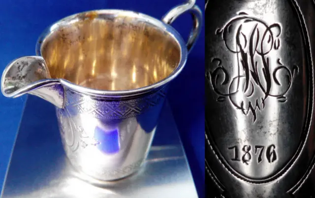 Milchkännchen von 1876,  800er Silber punziert Koch & Bergfeld, Antik