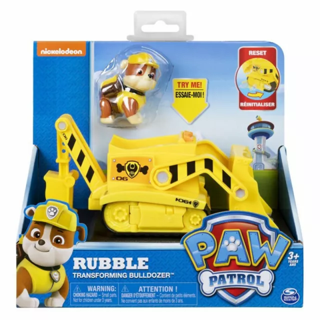 Paw Patrol Rubble Transforming Bulldozer Action Figure Figurine Vehicle Kid Toy