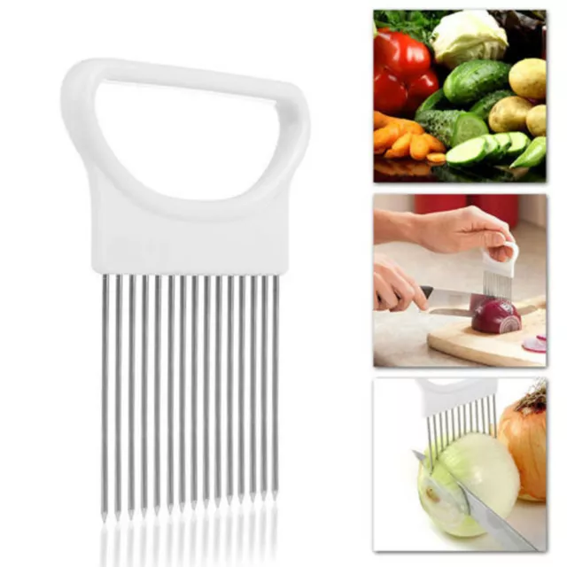 Kitchen Tomato Onion Vegetables Slicer Cutting Aid Holder Guide Slicing Cutter