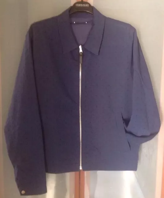 Vintage Louis Vuitton Blue 100% Silk Button Up Cardigan Jacket - Harrington  & Co.