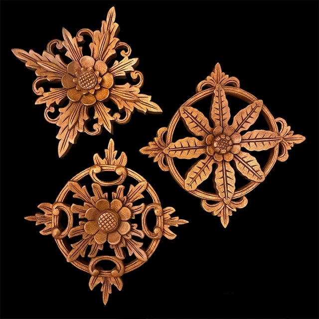 Vintage Novica Sunflower Star Wooden Set of 3 Wall Decor Hand-Crafted Indonesia