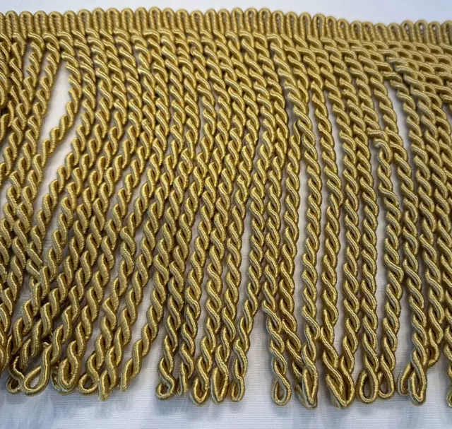 Light Antique Gold 9" Bullion Fringe Trim Gold By The Yard