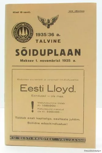 Kursbuch Talvine Soiduplaan 1935/36 Estnisch