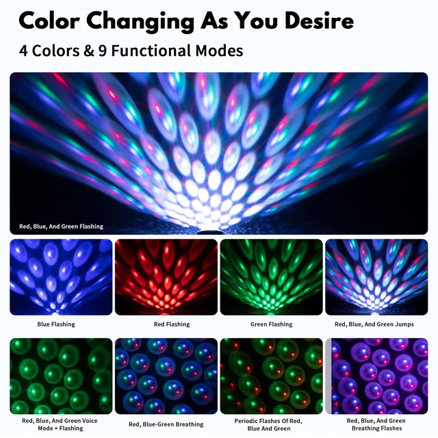 2X 4COLOR 9MODES Rotating LED Ambient Star Light Car Projector USB