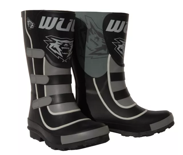 Kids Wulf Cub Mud Stomper Wellington Boot Wulfsport MX Black Wellie T