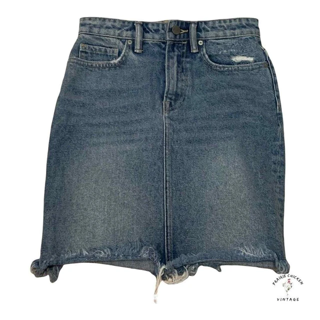 All saints distressed denim skirt top
