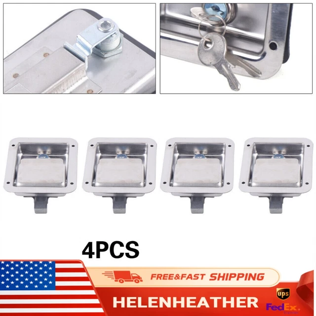 4Pcs Trailer Paddle Toolbox Lock Truck Door Latch Key Gaskets Sets Stainless