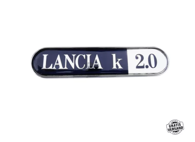 Emblème Logo Plat Badge Lancia kappa " Lancia K 2.0 " Argent Noir Am Garde-Boue