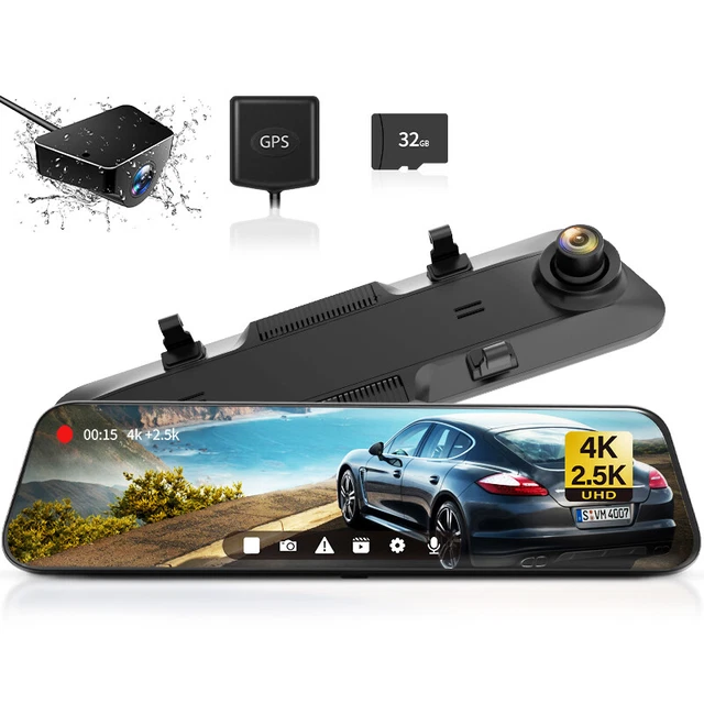 WOLFBOX G900 4K Mirror Dash Cam Front and Rear View Dash Cam Free SD