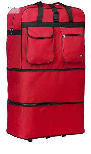 40" Red Expandable Rolling Duffle Bag Wheeled Spinner Suitcase Luggage