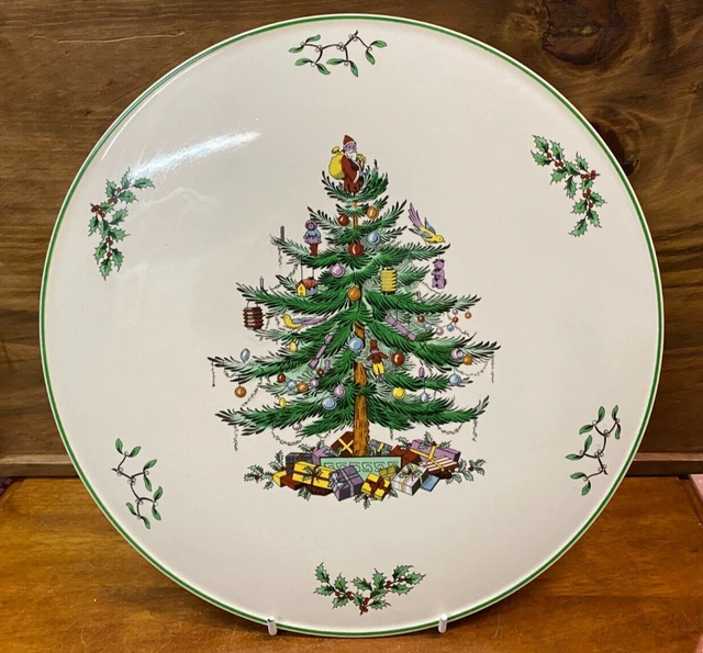 Plato Para Tarta Navideño Spode Christmas Tree - Cuadrado Con Patas, 6.5 Pulgadas, Porcelana