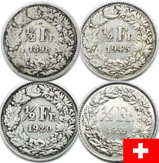 Schweiz  1/2 Franken -- AUSWAHL -- 0.835 Silber Helvetia Switzerlande