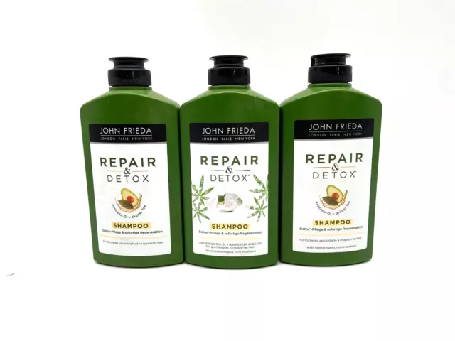 3x John Frieda  Repair & Detox Shampoo Avocado Grüner Tee je 250ml Restposten Ne