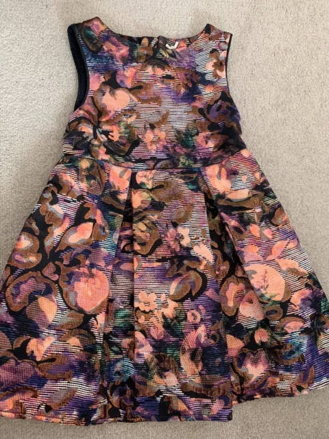 Girls Jacquard Material Pink Purple Party Dress From Next Age 3