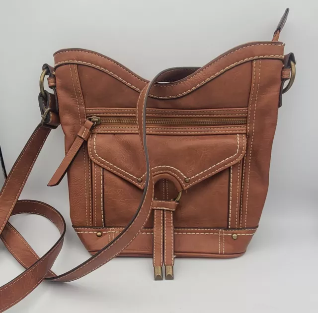 Born Brown Faux Leather Purse Crossbody Shoulder Bag