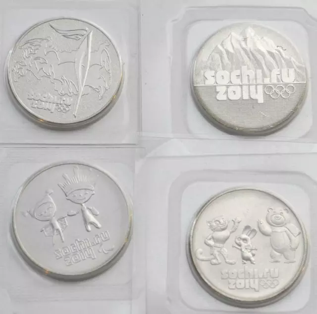 Symbols of Sochi2014.ru Winter Olympic Games 2013 Russia 4 Coin Set Cuni