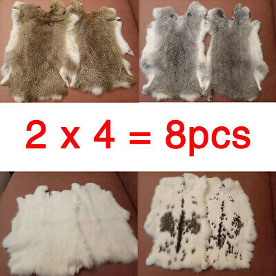8 piezas piel de conejo real bronceado color natural piel piel piel cuero esponjoso artesanía
