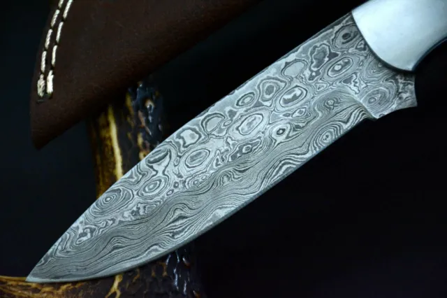 8.7"OAL Custom Hand Forged Damascus Steel Hunting Knife Handmade (Q77) 4