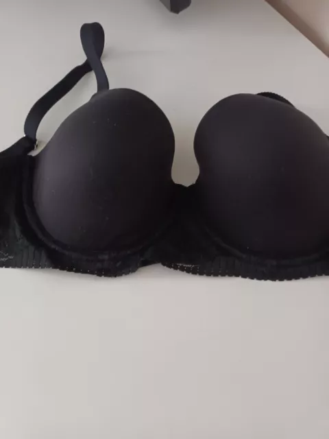 ex M&S BODY SUMPTUOUSLY SOFT UNDERWIRED PADDED FULL CUP Bra With Lace BLACK  30B 