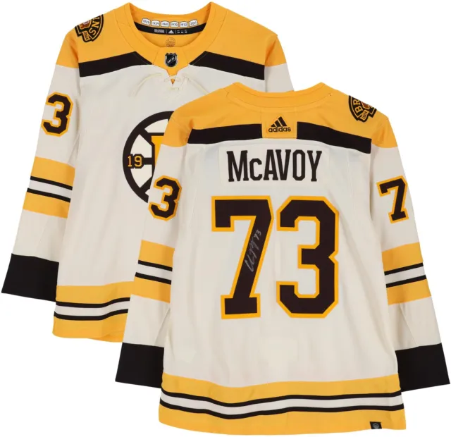 Charlie McAvoy Bruins Signed Alternate Adidas Authentic Jersey w/100th Patch
