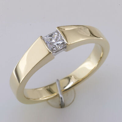 Solitaire Ring 0.50ct Bezel Princess Cut Simulate Diamond 14k Yellow Gold Finish