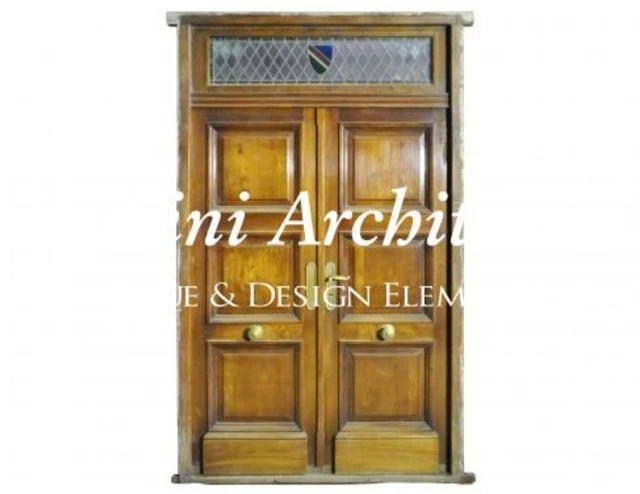 Antique Double Front Door Stained Glass Transom. D1063